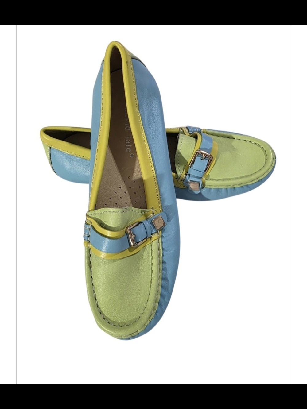 David Tate Colorblock Leather Loafers Women's Size 6M Blue Green Yellow Comfort